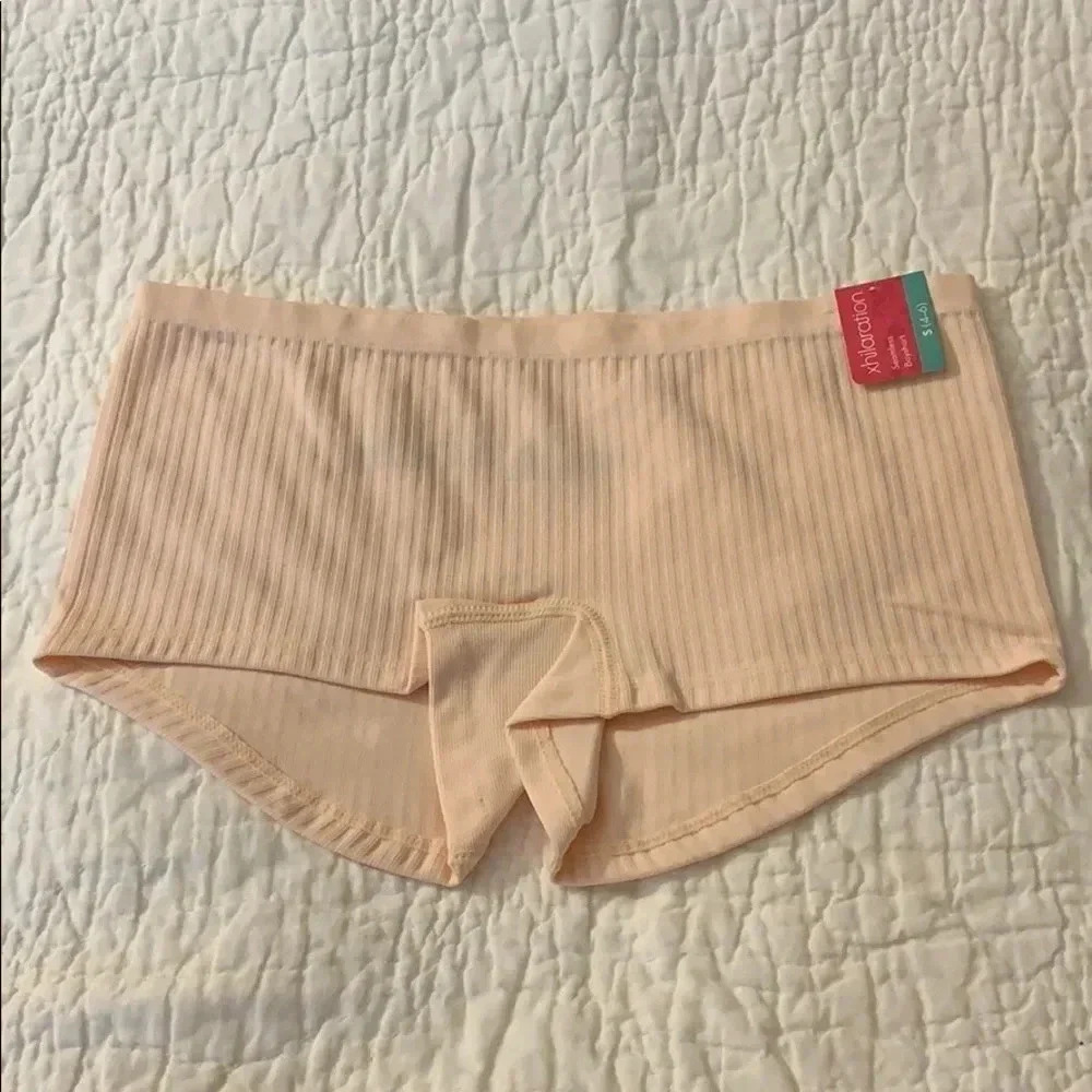Women’s Seamless Underwear Boyshorts Ribbed Peach Sz S NWT